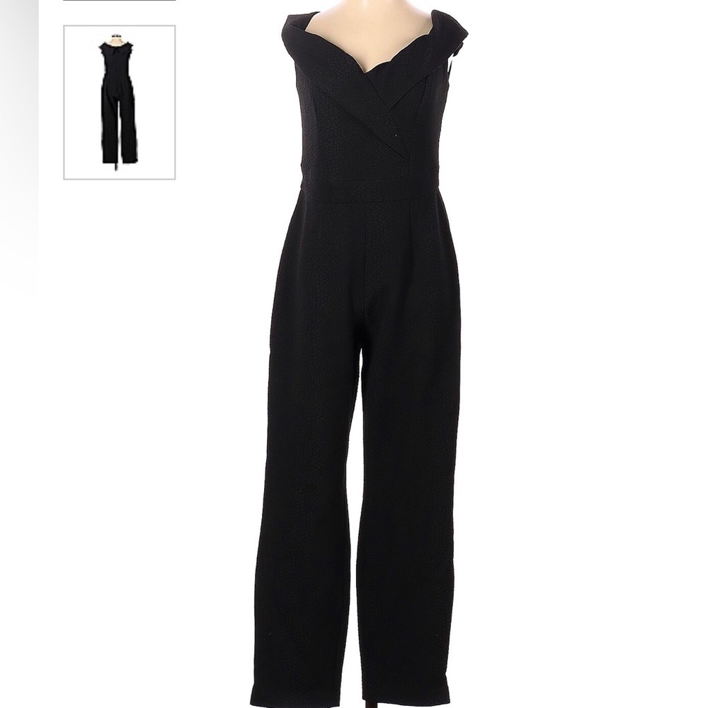 Bardot classic black jumpsuit off the shoulder short sleeves straight leg